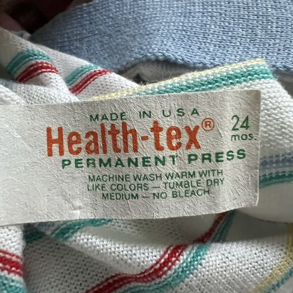 Vintage Healthtex Boys Romper 24 Months Stripes Airplane Made in the USA - Picture 7 of 7
